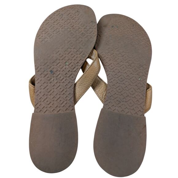 Tory Burch Monroe Thong Sandal Size 7M Brown Leather Slip-on Flip Flops - Picture 5 of 7